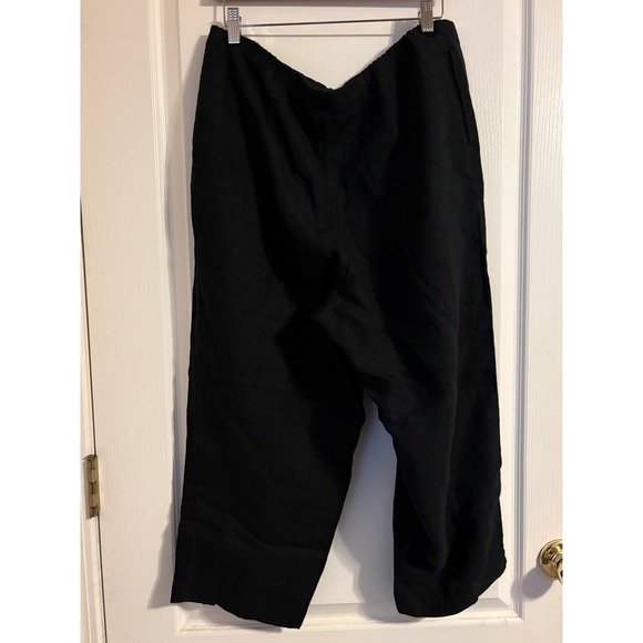 J. Jill Pants - J. Jill Love Linen Black Pants Large L 100% Linen Wide Leg Crop Elastic Waist